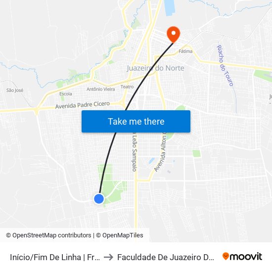 Início/Fim De Linha | Frei Damião to Faculdade De Juazeiro Do Norte - Fjn map