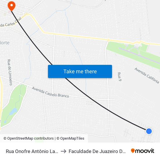 Rua Onofre Antônio Landim, 306 to Faculdade De Juazeiro Do Norte - Fjn map