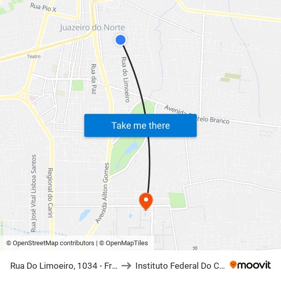 Rua Do Limoeiro, 1034 - Franciscanos to Instituto Federal Do Ceará - Ifce map