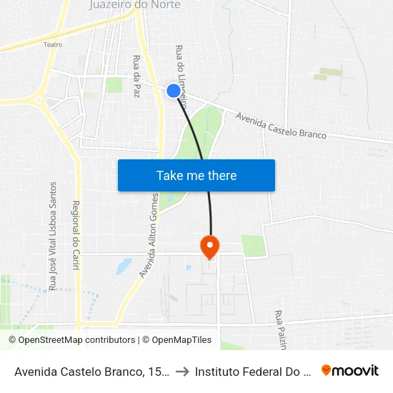 Avenida Castelo Branco, 1543 - Limoeiro to Instituto Federal Do Ceará - Ifce map