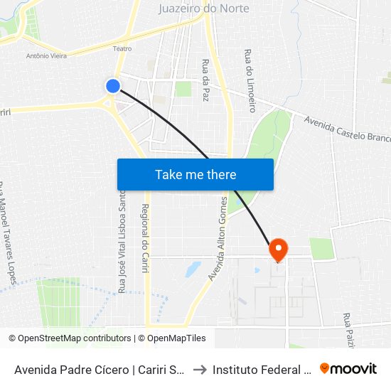 Avenida Padre Cícero | Cariri Shopping - Antonio Vieira to Instituto Federal Do Ceará - Ifce map