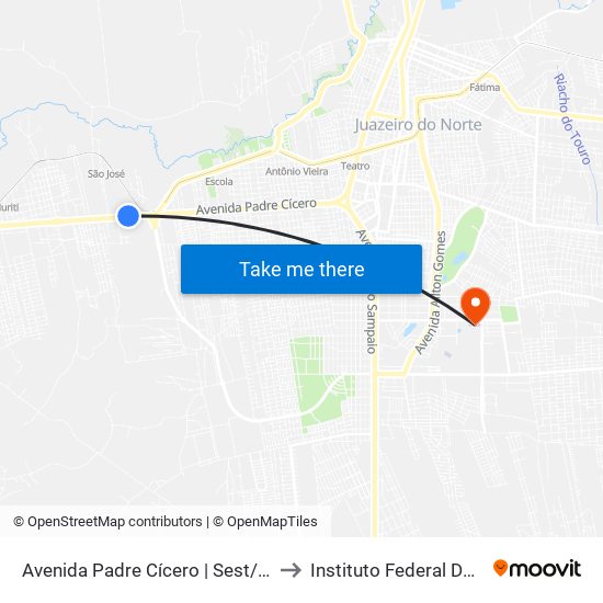 Avenida Padre Cícero | Sest/Senat - São José to Instituto Federal Do Ceará - Ifce map