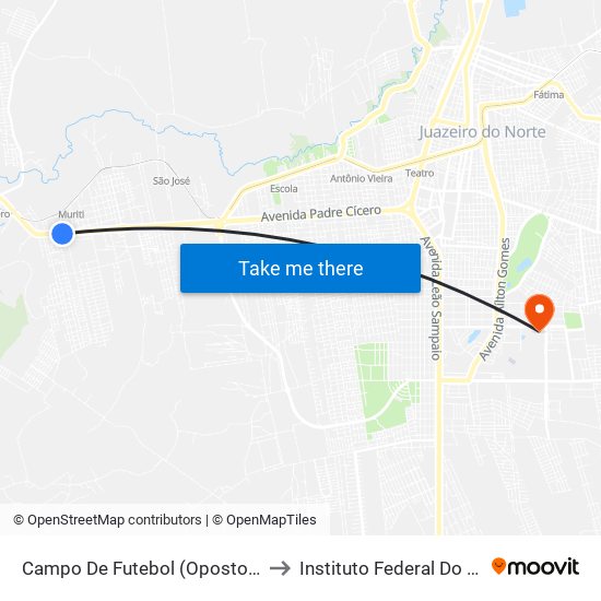 Campo De Futebol (Oposto) - Santa Luzia to Instituto Federal Do Ceará - Ifce map