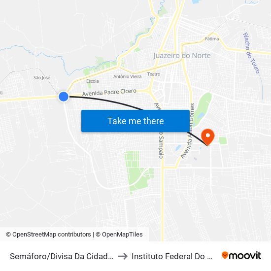 Semáforo/Divisa Da Cidade - São José to Instituto Federal Do Ceará - Ifce map