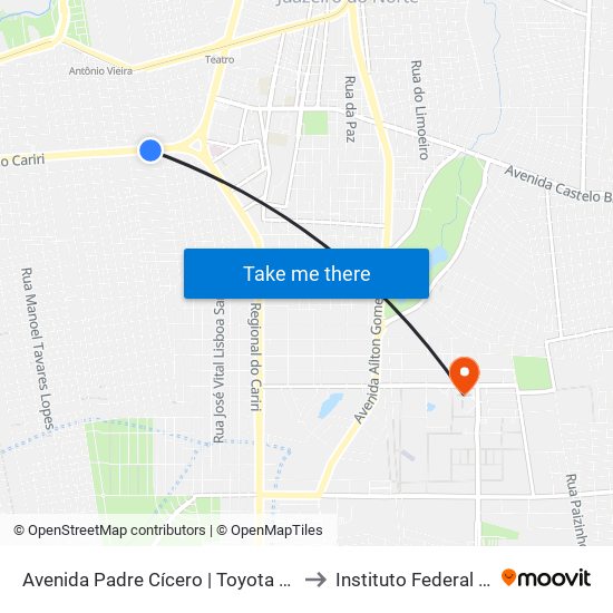Avenida Padre Cícero | Toyota Newland - Antonio Vieira to Instituto Federal Do Ceará - Ifce map