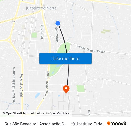 Rua São Benedito | Associação Comunitária Casas Populares - Limoeiro to Instituto Federal Do Ceará - Ifce map