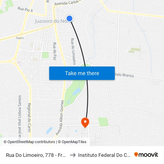 Rua Do Limoeiro,  778 - Franciscanos to Instituto Federal Do Ceará - Ifce map