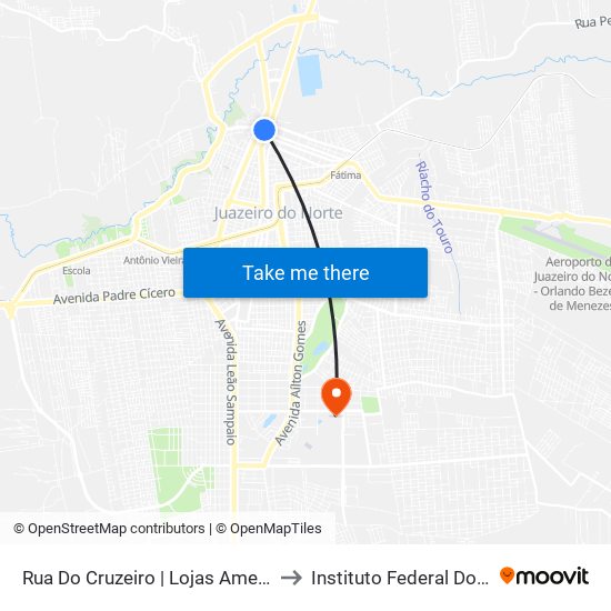 Rua Do Cruzeiro | Lojas Americanas - Centro to Instituto Federal Do Ceará - Ifce map