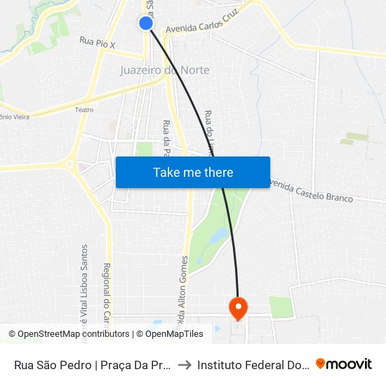 Rua São Pedro | Praça Da Prefeitura - Centro to Instituto Federal Do Ceará - Ifce map