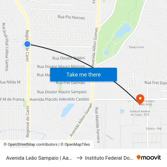 Avenida Leão Sampaio | Aabb - João Cabral to Instituto Federal Do Ceará - Ifce map