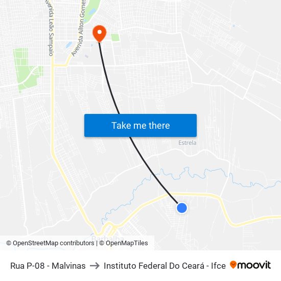 Rua P-08 - Malvinas to Instituto Federal Do Ceará - Ifce map