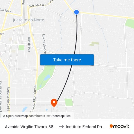 Avenida Virgílio Távora, 888 - Timbaúba to Instituto Federal Do Ceará - Ifce map