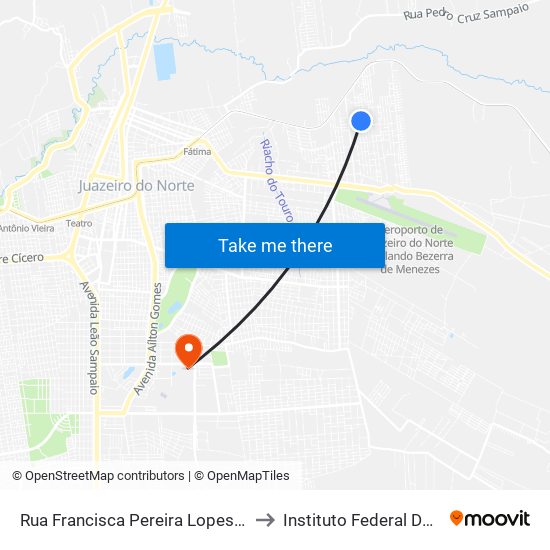 Rua Francisca Pereira Lopes, 592 - Aeroporto to Instituto Federal Do Ceará - Ifce map