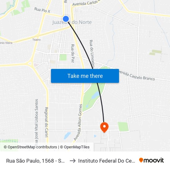 Rua São Paulo, 1568 - Salesianos to Instituto Federal Do Ceará - Ifce map