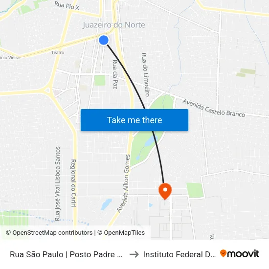Rua São Paulo | Posto Padre Cícero 05 - Romeirão to Instituto Federal Do Ceará - Ifce map