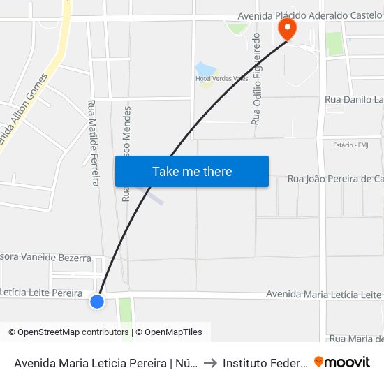 Avenida Maria Leticia Pereira | Núcleo Jurídico - Cidade Universitária to Instituto Federal Do Ceará - Ifce map