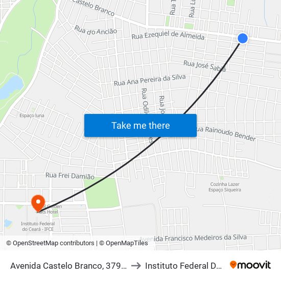 Avenida Castelo Branco, 3796 - Novo Juazeiro to Instituto Federal Do Ceará - Ifce map