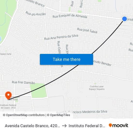 Avenida Castelo Branco, 4204 - Novo Juazeiro to Instituto Federal Do Ceará - Ifce map