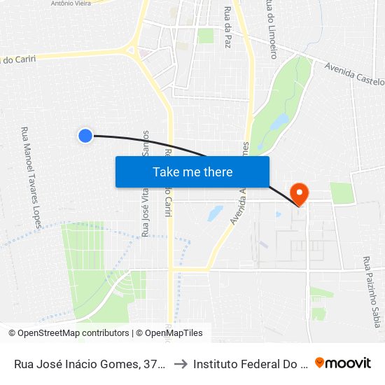 Rua José Inácio Gomes, 373 - Frei Damião to Instituto Federal Do Ceará - Ifce map