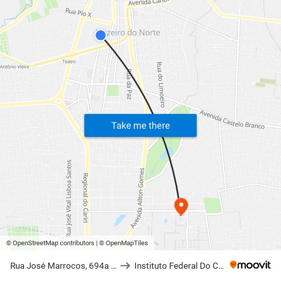 Rua José Marrocos, 694a - Salesiano to Instituto Federal Do Ceará - Ifce map