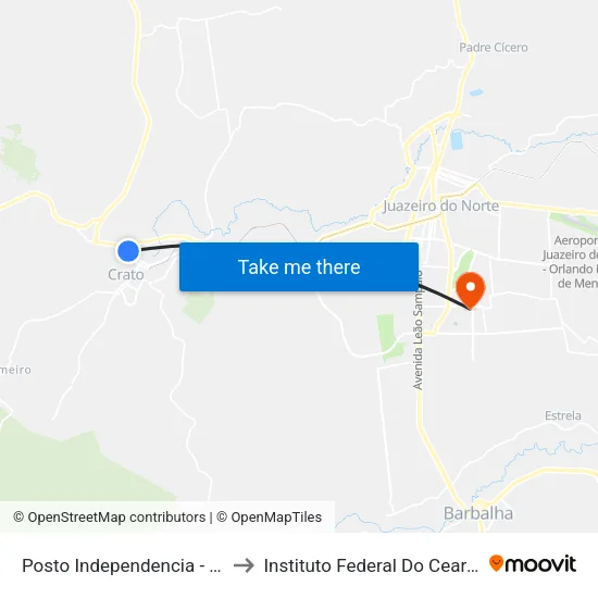 Posto Independencia - Centro to Instituto Federal Do Ceará - Ifce map