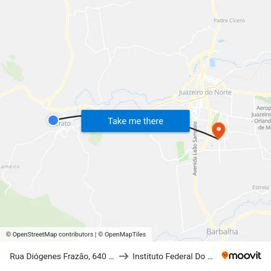 Rua Diógenes Frazão, 640 - Novo Crato to Instituto Federal Do Ceará - Ifce map