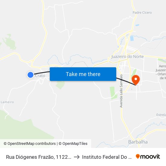 Rua Diógenes Frazão, 1122 - Novo Crato to Instituto Federal Do Ceará - Ifce map