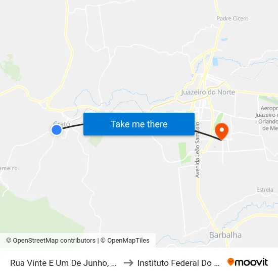 Rua Vinte E Um De Junho, 1091 - Centro to Instituto Federal Do Ceará - Ifce map