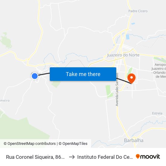 Rua Coronel Siqueira, 869 - Centro to Instituto Federal Do Ceará - Ifce map