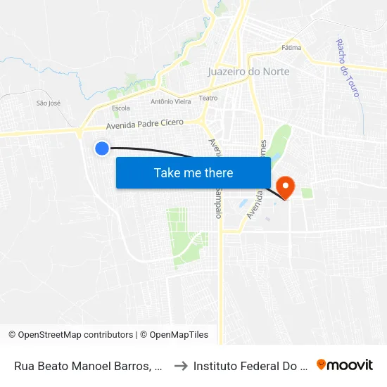 Rua Beato Manoel Barros, 454 - São José to Instituto Federal Do Ceará - Ifce map