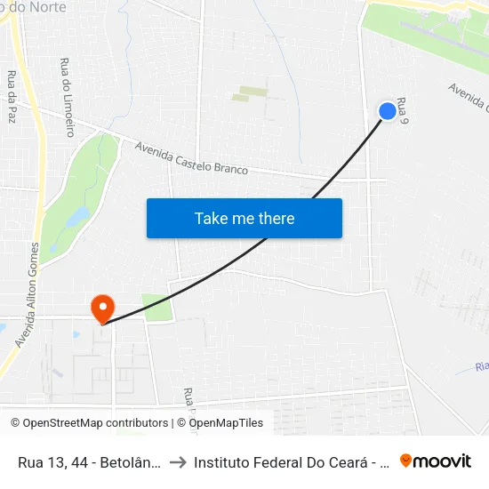 Rua 13, 44 - Betolândia to Instituto Federal Do Ceará - Ifce map