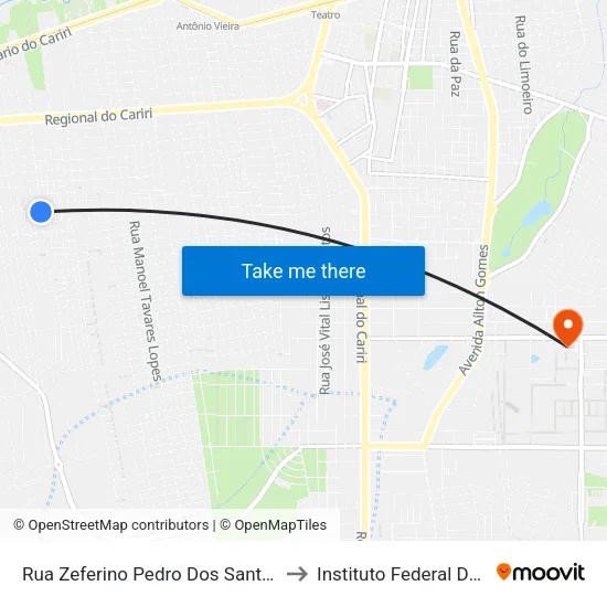 Rua Zeferino Pedro Dos Santos, 320 - São José to Instituto Federal Do Ceará - Ifce map