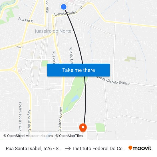 Rua Santa Isabel, 526 - São Miguel to Instituto Federal Do Ceará - Ifce map