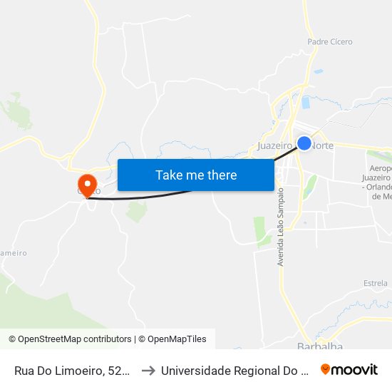 Rua Do Limoeiro, 522 - Pio XII to Universidade Regional Do Cariri - Urca map