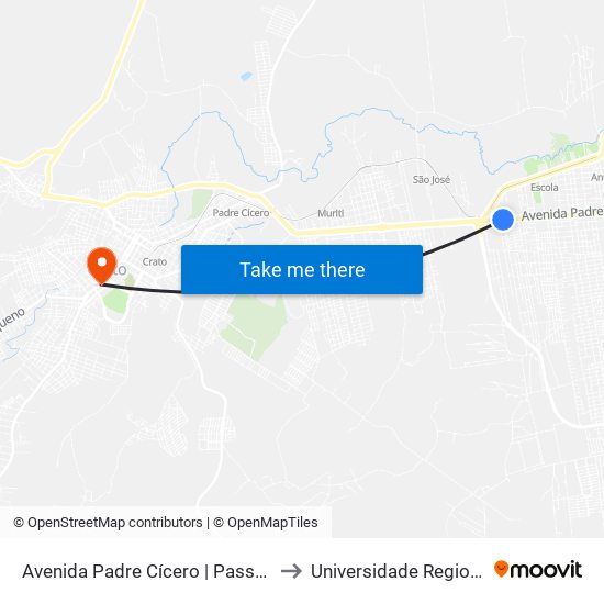 Avenida Padre Cícero | Passarela São José - São José to Universidade Regional Do Cariri - Urca map