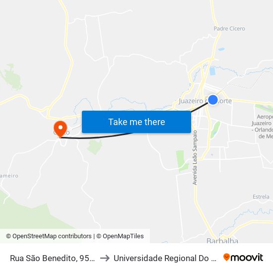 Rua São Benedito, 957 - Pio XII to Universidade Regional Do Cariri - Urca map