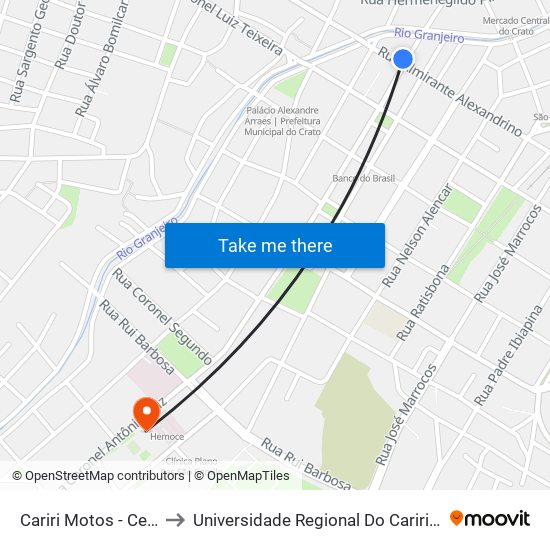 Cariri Motos - Centro to Universidade Regional Do Cariri - Urca map