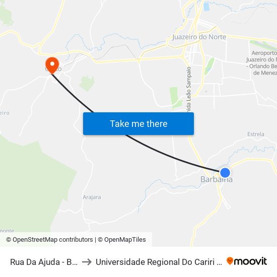 Rua Da Ajuda - Buriti to Universidade Regional Do Cariri - Urca map