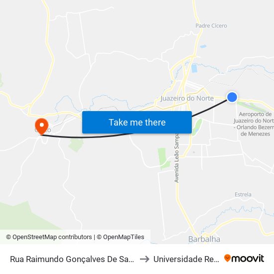 Rua Raimundo Gonçalves De Santana | Ponto De Parada 03 - Aeroporto to Universidade Regional Do Cariri - Urca map