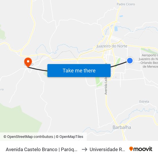 Avenida Castelo Branco | Paróquia Menino Jesus De Praga - Novo Juazeiro to Universidade Regional Do Cariri - Urca map