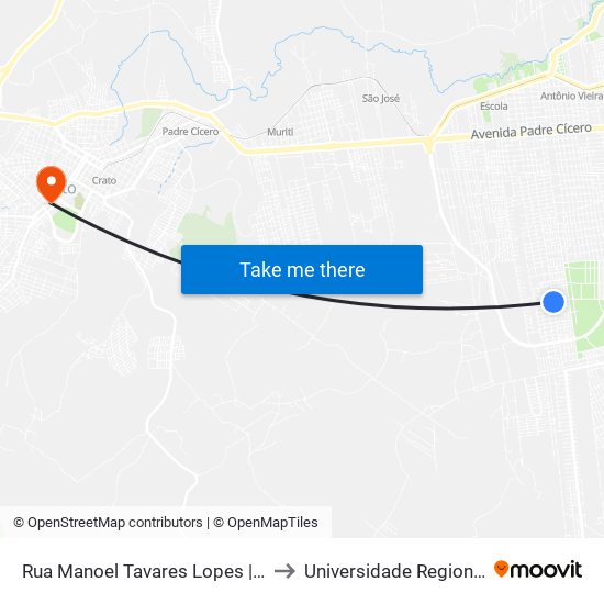 Rua Manoel Tavares Lopes | K-Delícia - Frei Damião to Universidade Regional Do Cariri - Urca map