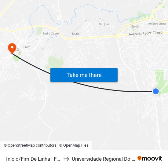 Início/Fim De Linha | Frei Damião to Universidade Regional Do Cariri - Urca map