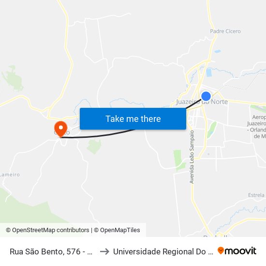 Rua São Bento, 576 - São Miguel to Universidade Regional Do Cariri - Urca map
