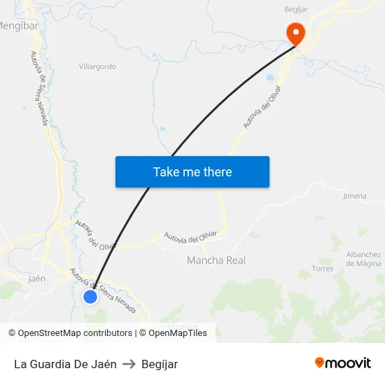 La Guardia De Jaén to Begíjar map