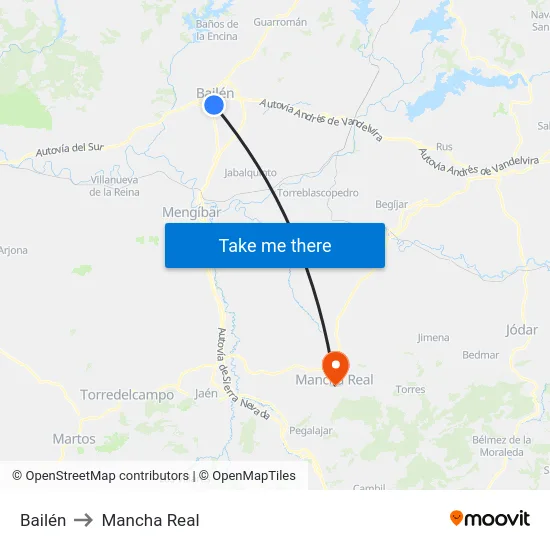 Bailén to Mancha Real map