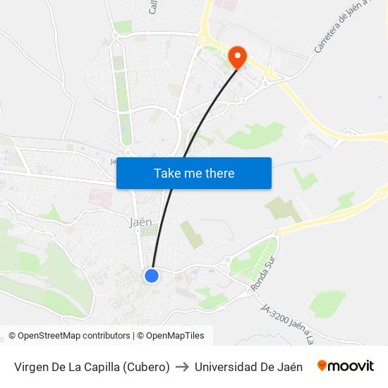 Virgen De La Capilla (Cubero) to Universidad De Jaén map
