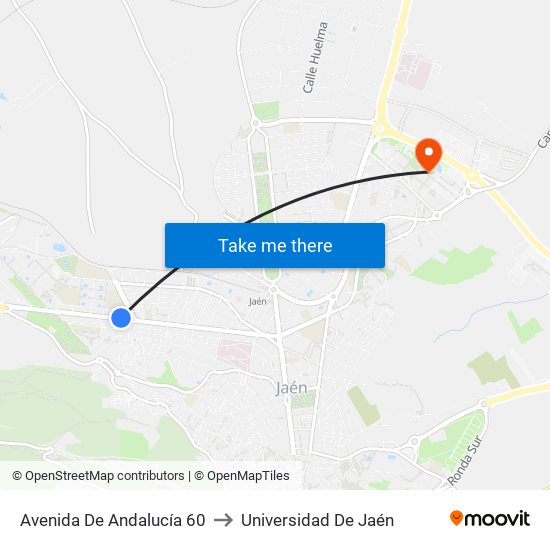 Avenida De Andalucía 60 to Universidad De Jaén map