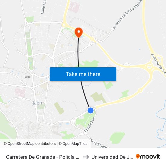 Carretera De Granada - Policía Local to Universidad De Jaén map