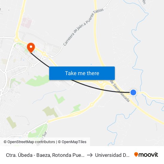 Ctra. Úbeda - Baeza, Rotonda Puente Nuevo to Universidad De Jaén map