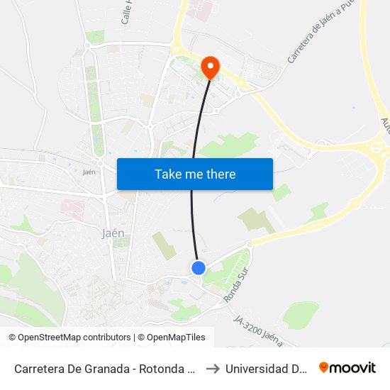 Carretera De Granada - Rotonda Gasolinera to Universidad De Jaén map